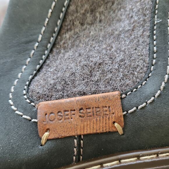 Josef Siebel Charcoal Gray Suede White Stitch Chelsea Boot Lug Sole EU Sz 39 NWT - Picture 3 of 15